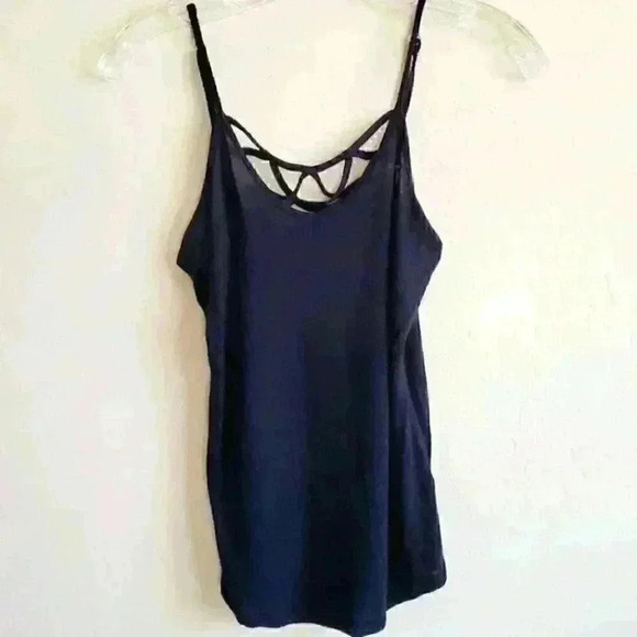 undefined Tops - Black crisscross front cami tank top